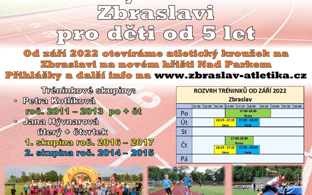 Otevíráme přihlášky na tréninky pro školní rok 2022/2023.